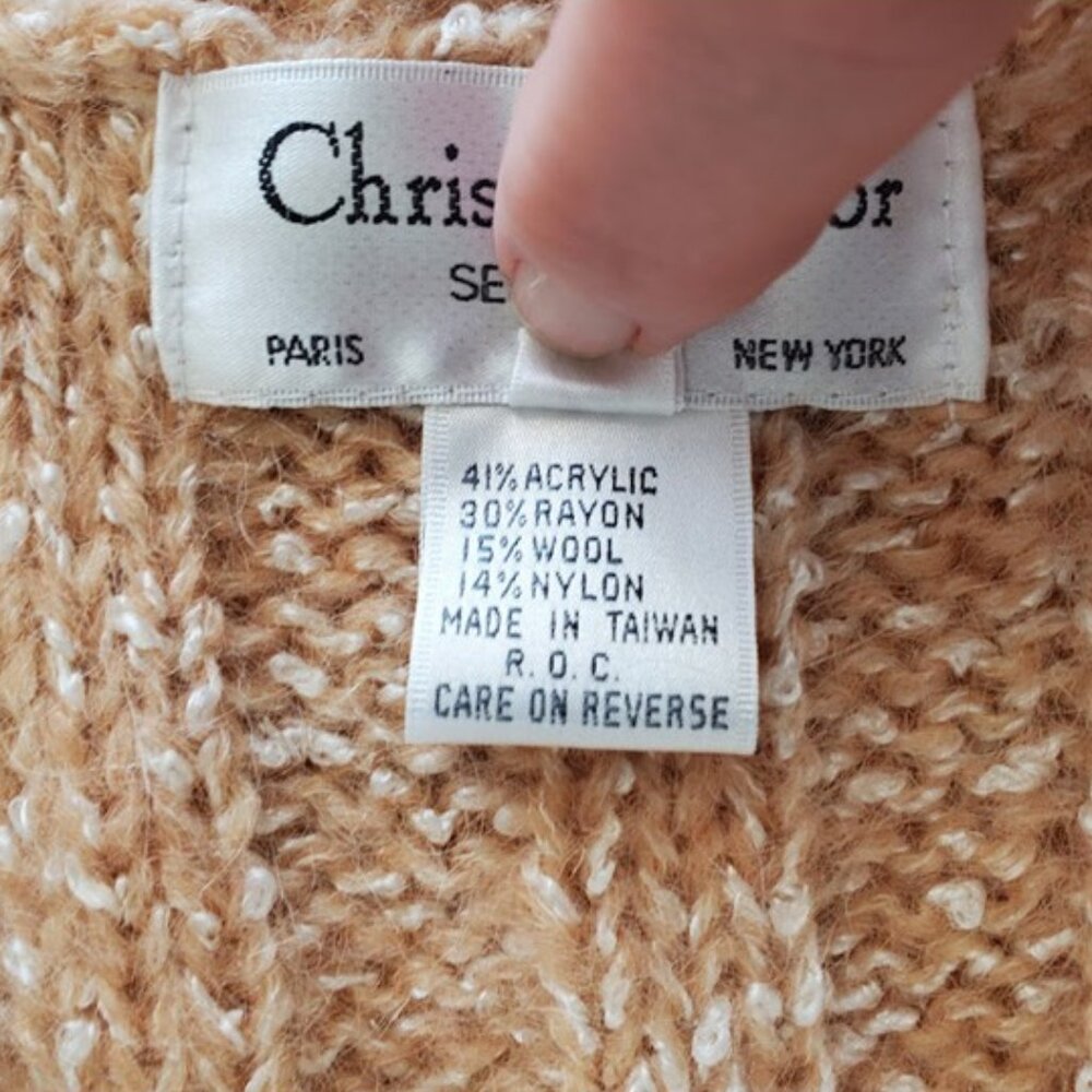 Vintage Christian Dior Cable Knit Wrap Sweater Vest Layer Sz M Old Money Preppy - Picture 10 of 11